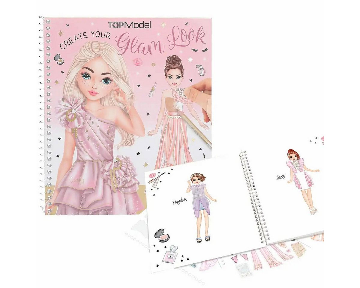 Depesche Stickerbuch DEPESCHE TOPModel Malbuch Create your Glam Look - 36 Seiten mit Sticke von Depesche