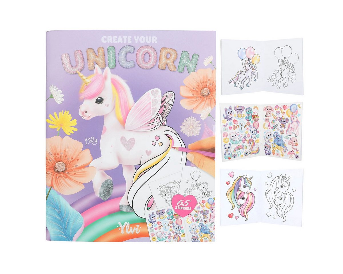 Depesche Stickerbuch Ylvi Create your Unicorn - Magisches Einhorn Malbuch für kreative Kind von Depesche