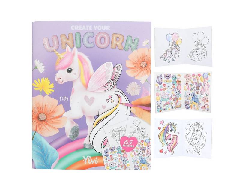 Depesche Stickerbuch Ylvi Create your Unicorn - Magisches Einhorn Malbuch für kreative Kind von Depesche