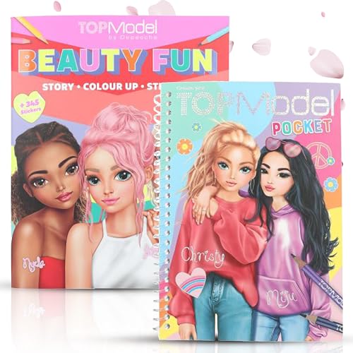 Depesche TOPModel Malbuch BEAUTY FUN & TOPModel Pocket Malbuch – 2 Stück, Rosa, 2 Seiten, perfekt für Modebegeisterte von Depesche