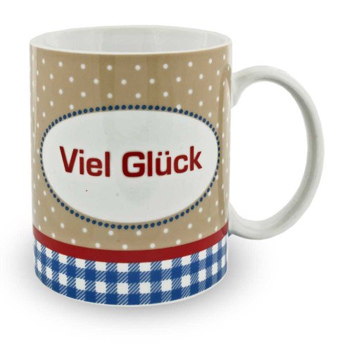 Tasse Viel Glück Kaffeetasse Becher braun blau Kaffeebecher von Depesche