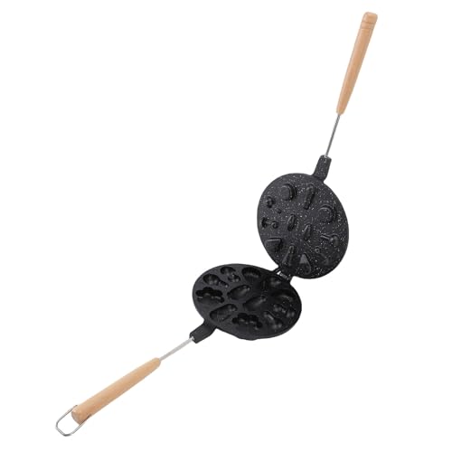 Depisuta 12 Löcher Walnuss -Keksschimmelhersteller, Aluminiumlegierung Nicht -Stick -Oreshki -Schimmelpilzhersteller, Walnuss -Kekshersteller Oreshek, Nussige Macher mit Holzgriff, für (BLACK) von Depisuta
