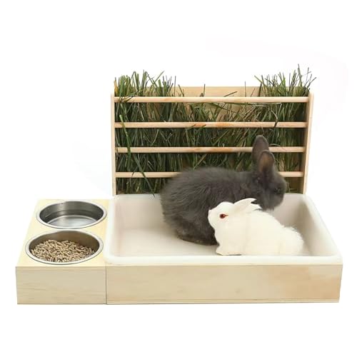 Depisuta 3 in 1 Kaninchen -Heu -Feeder mit Katzentoilette und 2 Schalen, Holzbasenfutterdiener Kleiner Tierhalterregal mit Toilette für Meerschweinchen, Hasen, Hamster, Chinchillas Depisuta 3 in 1 Kaninchen -Heu -Feeder mit Katzentoilette und 2 Schalen, Holzbasenfutterdiener Kleiner Tierhalterregal mit Toilette für Meerschweinchen, Hasen, Hamster, Chinchillas von Depisuta