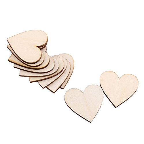 Depisuta Dekorationskit in Form eines Handwerklichen Hölzernen Herzens, 100 Stücke Kleiner Holzkerne Verschiedene Größen, Bereit Zum Malen und Malvorlagen, Ideal für Scrapbooking- und Künstlerische von Depisuta