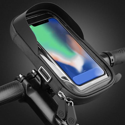 Depisuta Fahrradbeutel Telefon Mount -Beutel, wasserdichte Fahrradrahmenbeutel mit Sonnenvisier Regenabdeckung, Fahrradphonehalter mit TPU -sensitiven Touchscreen und Doppel (Black) von Depisuta