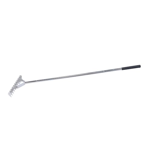 Depisuta Gartenrake, 11 Zinken Edelstahl -Bogenrake mit Einstellbarem Griff für Garten Rasenboden Kultivierende Blatt Blatt Sammeln Lockernde Leveling von Depisuta