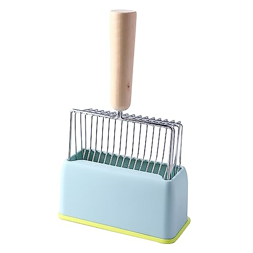 Depisuta Katzenstreuschaufel, Tiefe Schaufel aus Metall mit Halter und Langem Holzgriff, Metallsiebschaufel, Kotsieb, Kätzchenkotschaufel für Katzentoilette (Blue) von Depisuta