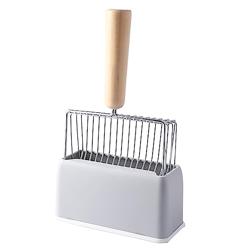 Depisuta Katzenstreuschaufel, Tiefe Schaufel aus Metall mit Halter und Langem Holzgriff, Metallsiebschaufel, Kotsieb, Kätzchenkotschaufel für Katzentoilette (Grey) von Depisuta