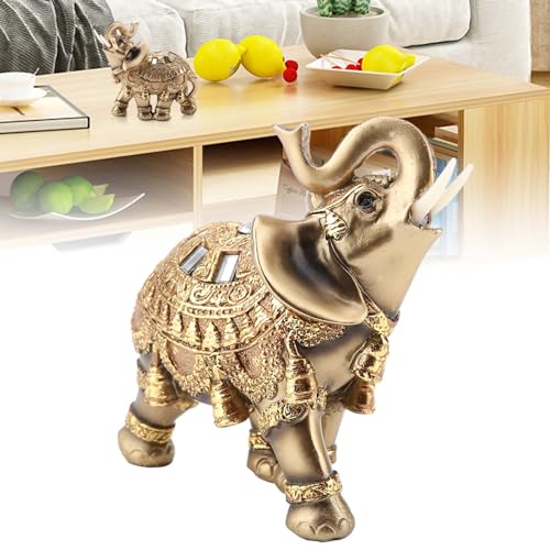 Depisuta Lucky Feng Shui Golden Elefant Richal Skulptur Für Häusliche Dekoration. Hergestellt aus Einem Harz, Einem Nicht - und Langlebigen Material. Für Familie oder Freunde. (L) von Depisuta