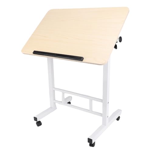 Depisuta Mobiler Stehschreibtisch, 23,62 Bis 31,5 Zoll Höhenhöhe Einstellbare Neigungsbare Kleine Rollende Laptop -Karren mit Rädern Faltbare Tragbare Computer -Workstation für (Weißer Ahorn) von Depisuta