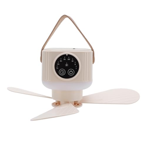 Depisuta Tragbarer Deckenventilator mit Leichter, Wiederaufladbarem Campingventilator mit Fernbedienung, Canopy -Lüfterlüfter Im Freien Deckenventilator für Zeltauto -Wohnmobil Camping (Creme) von Depisuta