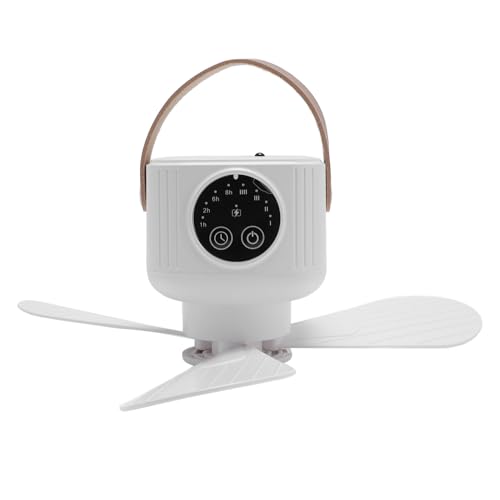 Depisuta Tragbarer Deckenventilator mit Leichter, Wiederaufladbarem Campingventilator mit Fernbedienung, Canopy -Lüfterlüfter Im Freien Deckenventilator für Zeltauto -Wohnmobil Camping (WHITE) von Depisuta