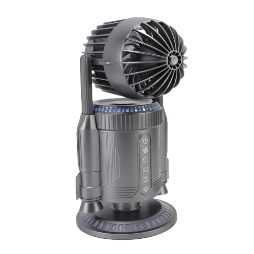 Depisuta Tragbarer Misting -Lüfter, 360 ° Rotation Kreativer Raketendesktop -Lüfter mit RGB Light Spray 5000 U/Min Cooling Voice Control Dynamic Modus 12H Laufzeit für Office von Depisuta