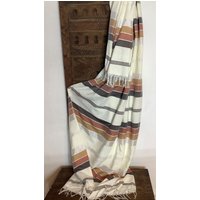 Decke/Bettüberwurf Plaid Handgewebt Und -Geknüpft - Baumwolle Kaktusseide Aus Essaouira Marokko von DepotPetitMaroc