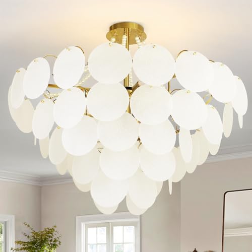 Depuley 12 Light Deckenleuchte Gold ，80cm LED Kronleuchter Kristall，5 Tier Deckenleuchte Modern Für Wohnzimmer Schlafzimmer Esszimmer Inklusive E14 LED Glühbirnen von Depuley