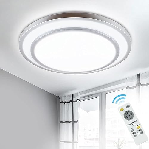Depuley 48W LED Deckenleuchte mit Fernbedienung Silber Modern Deckenlampe Led Schlafzimmr Dimmbar Farbwechsel 19.68in Groß mit Nachtlichtsfunktion für Wohnzimmer Büro Esszimmer [Energieklasse A++] von Depuley