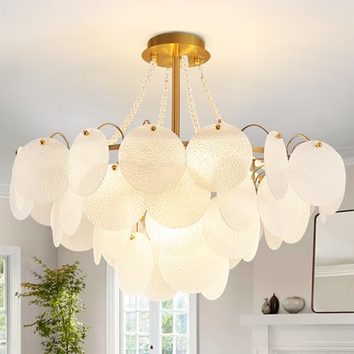 Depuley 9 Light Deckenleuchte Gold ，60cm LED kronleuchter kristall，4 Tier Deckenleuchte Modern Für Wohnzimmer Schlafzimmer Esszimmer Inklusive E14 LED Glühbirnen von Depuley