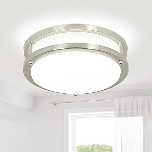 Depuley Deckenlampe LED Deckenleuchte Rund 24W, 3000K-6000K, 1920LM, Modern Led Lampe wohnzimmer Badezimmer Badlampe Küchenlampe für Bad Flur Schlafzimmer Wohnzimmer Balkon Keller - Ø 25 CM (Silber) von Depuley