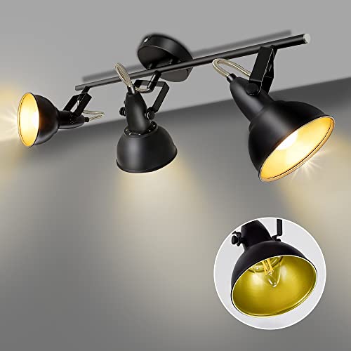 Depuley Deckenlampe Wohnzimmer Retro 350° einstellbar, Vintage Deckenspot Wandspot mit E14 Fassung(Glühbirne nicht ink.) Schwenkbar, 3000k Warmweiß für Schlafzimmer Esszimmer Büro Küche von Depuley