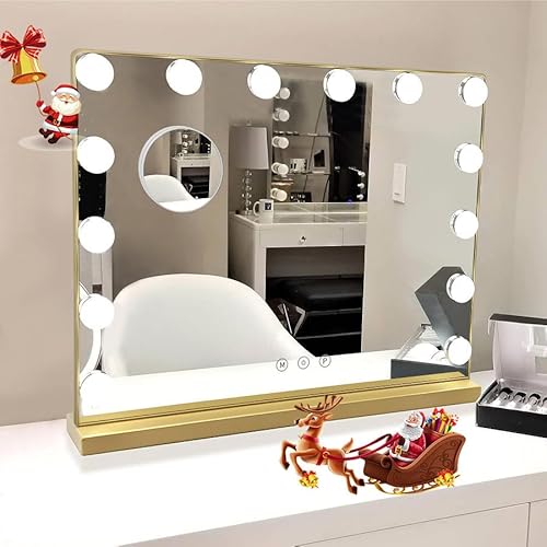 Depuley Hollywood Spiegel Schminkspiegel mit Beleuchting dimmbaren 14 Glühbirnen 3 Farbmodis Touch Steuerung Tischspiegel Kosmetiksspiegel USB Ladeanschluss 40x50 cm Gold Depuley Hollywood Spiegel Schminkspiegel mit Beleuchting dimmbaren 14 Glühbirnen 3 Farbmodis Touch Steuerung Tischspiegel Kosmetiksspiegel USB Ladeanschluss 40x50 cm Gold von Depuley