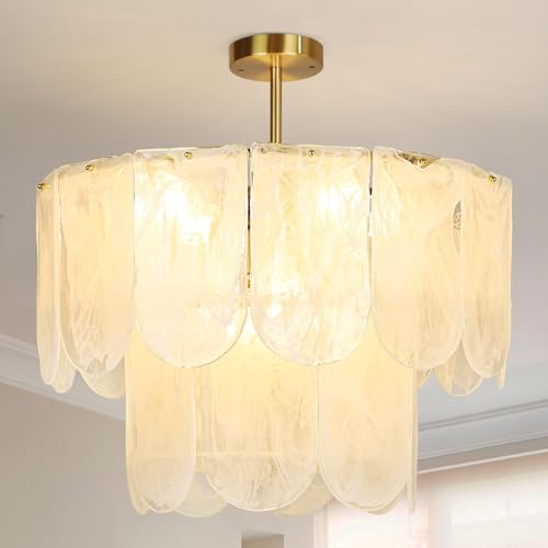 Depuley Kristall Deckenleuchte，60cm Deckenlampe Kristall mit Glas, LED Deckenlampe modern für wohnzimmer,Esszimmer, Schlafzimmer,Restaurant, 9xE14 Lichter(Inklusive E14 Glühbirnen) von Depuley