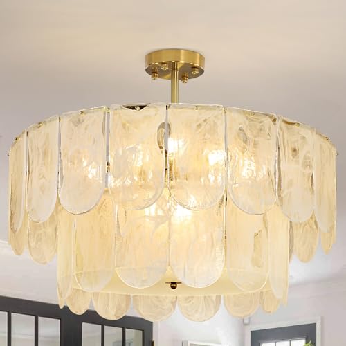Depuley Kristall Deckenleuchte，80cm Deckenlampe Kristall mit Glas, LED Deckenlampe modern für wohnzimmer,Esszimmer, Schlafzimmer,Restaurant, 12xE14 Lichter(Inklusive E14 Glühbirnen) von Depuley