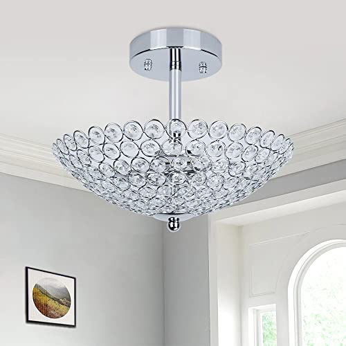 Depuley LED Deckenleuchte Kristall Kronleuchter Kristallbehang Deckenlampe in Modernem Design mit Kunst-Kristallen für Wohnzimmer Schlafzimmer, Glühbirne Nicht Enthalten von Depuley