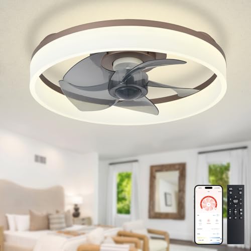Depuley LED Deckenventilator mit Licht: 16" Moderner Low Profile Flush Mount Kronleuchter mit App & Fernbedienung - Dimmbare braune blattlose Ventilatorleuchte für Schlafzimmer Kinderzimmer Wohnzimmer Depuley LED Deckenventilator mit Licht: 16" Moderner Low Profile Flush Mount Kronleuchter mit App & Fernbedienung - Dimmbare braune blattlose Ventilatorleuchte für Schlafzimmer Kinderzimmer Wohnzimmer von Depuley