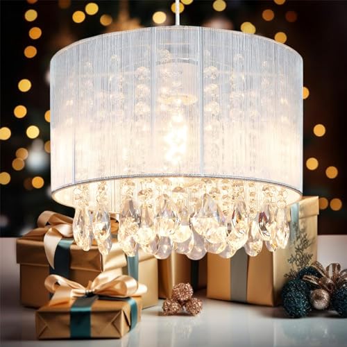 Depuley LED Kristall Hängelampe, Höhenverstellbar Hängeleuchte Rund, Modern Kronleuchter, LED Pendelleuchte Crystal Lüster, Max. 60 Watt (Glühbirne Nicht Enthalten) von Depuley