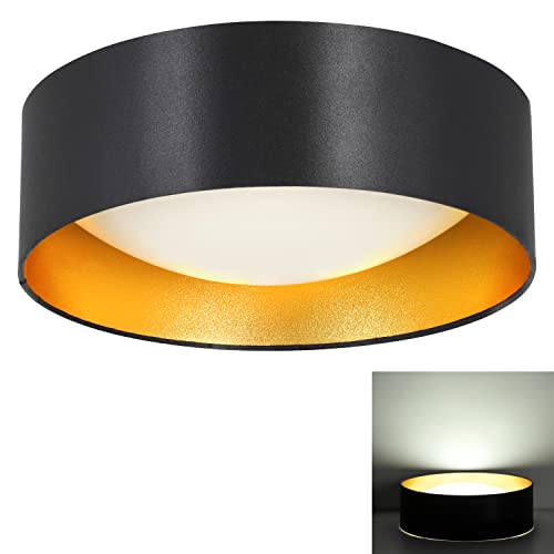 Depuley LED deckenleuchte 18W, Deckenlampe Schwarz Gold, 34CM lampe wohnzimmer, schlafzimmerlampe, 6000K, für Wohnzimmer, Schlafzimmer, Esszimmer, badezimmer, Büro, keller, Halle, Kinderzimmer von Depuley