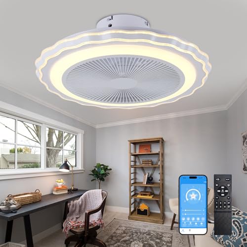 Depuley Leise Deckenventilator mit Beleuchtung und Fernbedienung: Deckenlampe mit Ventilator und APP für Wohnzimmer Schlafzimmer - LED Lampe mit Ventilator Decke - Dimmbar Deckenleuchte mit Ventilator von Depuley