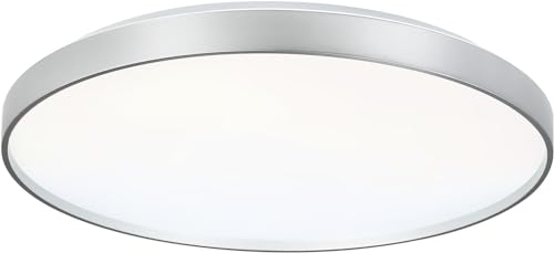 Depuley Moderne LED-Deckenleuchte, 35 W, 20 Zoll, silberfarben, niedriges Profil, rund, schmal, nahe Deckenleuchten, für Schlafzimmer, Küche, Wohnzimmer, 5 Farben verstellbar, 3000 – 6000 K von Depuley