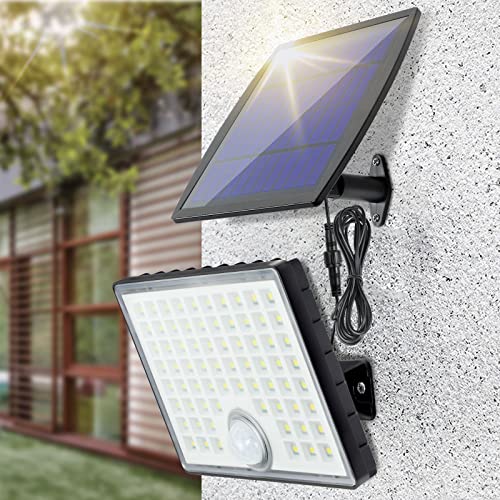 Depuley Solarlampen für Außen mit Bewegungsmelder, 70 LED Solarleuchte Aussen mit Bewegungsmelder, IP65 Wasserdichte, 120°Beleuchtungswinkel, Solar Wandleuchte für Garten mit 3m Kabel von Depuley