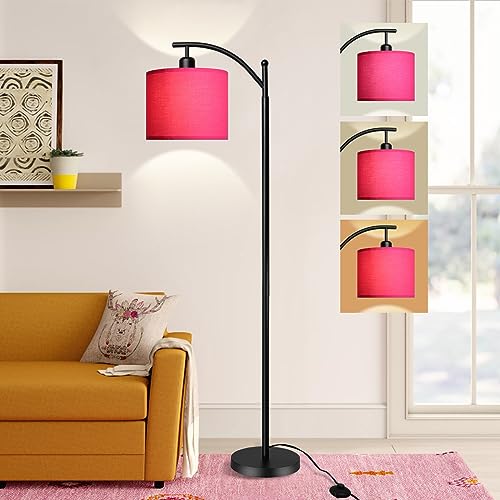 Depuley Stehlampe Modern Wohnzimmer Stehleuchte, 3 Farbtemperaturen bogenlampe schlafzimmer mit E27 Glühbirne Fußschalter, Stoffschirm Design 156cm für Studio, Schlafzimmer, Arbeitszimmer,Büro von Depuley