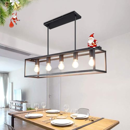 Depuley Vintage Pendelleuchte mit 5 Flammig, LED Hängelampe Esstisch Eisen, E27 Fassung, 5 * 6W Leuchtmittel, Hängeleuchte Küchenlampe Industrial für Wohnzimmer Restaurant Cafe Bar(6W Birne inkl.) von Depuley