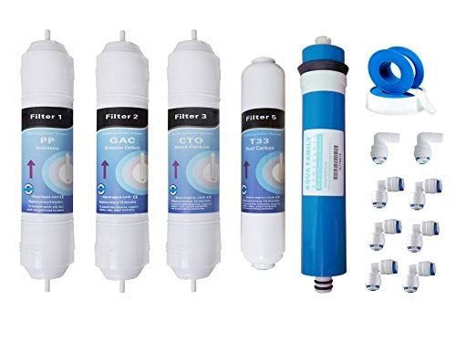 Depurtek | 5-stufige Umkehrosmose-Membran & 4 Filter In-Line | 50 GPD TFC | Vor-/Nachfilter | Universell kompatibel | Osmose Trinkwasser Hahn . von Depuragua