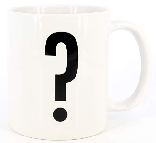 Deqosy PICSonPAPER Buchstaben-Tasse ? Tasse mit Fragezeichen, Alphabet als Kaffeetasse Buchstabentasse (Zeichen ?) von Deqosy