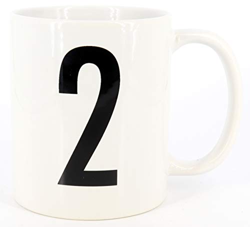 Deqosy PICSonPAPER Buchstaben-Tasse Ziffer 2 Tasse mit Zahl, Nummer als Kaffeetasse Buchstabentasse (Ziffer 2) von Deqosy
