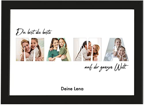 Deqosy Personalisiertes Mama Geschenk Poster mit vier eigenem Bildern, Foto Geschenke als Poster oder als Leinwand, Individuelles Muttertagsgeschenk, Geschenk zum Muttertag (Mama) von Deqosy