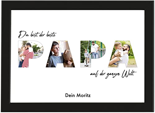 Deqosy Personalisiertes Papa Geschenk Poster mit vier eigenem Bildern, Foto Geschenke als Poster oder als Leinwand, Vatertagsgeschenk, Individuelles Geschenk Vater (Papa) von Deqosy