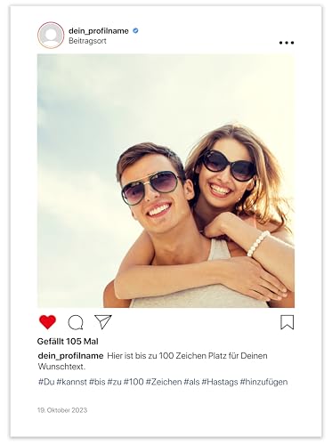 Deqosy Personalisiertes Poster Instagram Bild, Fotogeschenk mit eigenem Bild und Text als Instagram-Post als Poster oder Leinwandbild (Instapost) von Deqosy