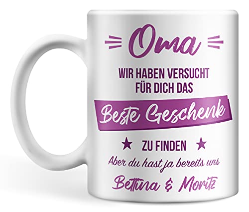 Oma Tasse personalisiert mit Namen, Oma wir haben versucht für dich das Beste Geschenk zu finden aber du hast ja bereits uns (Oma) von Deqosy