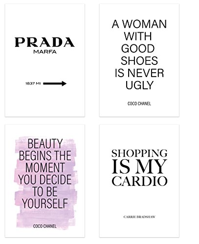 PICSonPAPER Poster 4er-Set Beauty & Fashion, ungerahmt 30 cm x 40 cm, Marfa, Coco, Poster, Dekoration, Wandbild, Geschenk, Fashion, Mode (Ungerahmt 30 cm x 40 cm) von PICSonPAPER