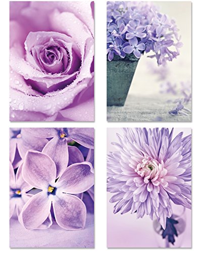 PICSonPAPER Poster 4er-Set Flowers, ungerahmt DIN A4, Kunstdrucke, Poster, Dekoration, Wandbild, Geschenk, Blumen, Blüten (Ungerahmt DIN A4) von PICSonPAPER