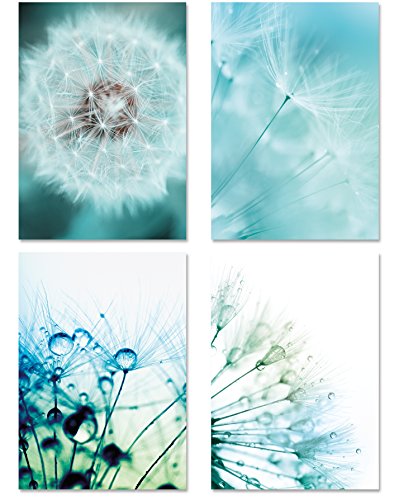 PICSonPAPER Poster 4er-Set PUSTEBLUMEN, ungerahmt DIN 40 cm x 50 cm, Kunstdruck, Poster, Dekoration, Wandbild, Geschenk, Makroaufnahmen von Deqosy