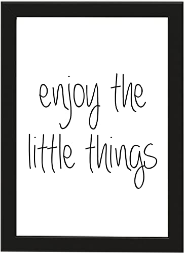 PICSonPAPER Poster DIN A4 Enjoy The Little Things, gerahmt mit schwarzem Bilderrahmen, Geschenk, Poster Familie Spruch, Geschenkidee, Geburtstagsgeschenk, Poster mit Rahmen (Enjoy) von PICSonPAPER