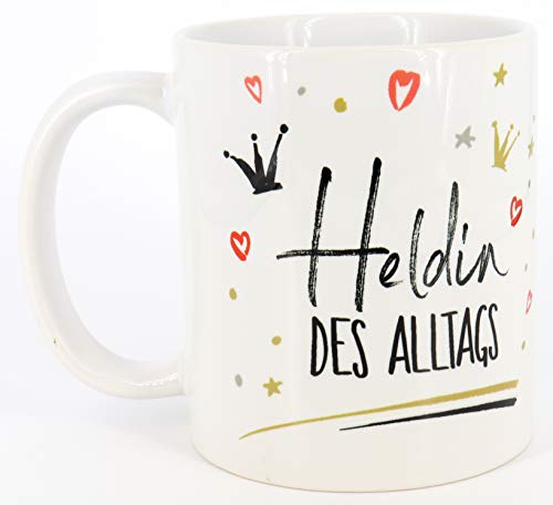 Tasse mit Spruch Heldin des Tages, Geschenktasse, Überraschung Geschenk Kaffeetasse Präsent von Deqosy