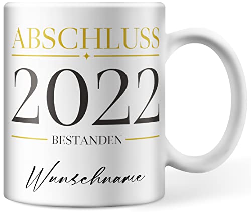 Personalisierbare Tasse Abschluss 2023 bestanden Wunschname, Tasse personalisiert mit Namen, persönliche Geschenke Kaffee-Tasse zu einem Schul-Abschluss von Deqosy