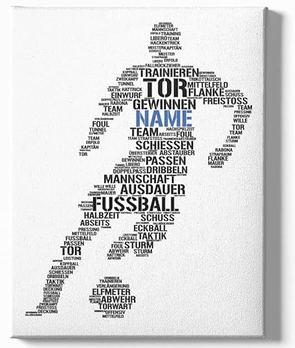 Deqosy Personalisierbarer Fußballspieler Premiumleinwand, Fussball Leinwand personalisiert, Word Art, Geburtstagsgeschenk für Fußballer (Leinwandbild) von Deqosy