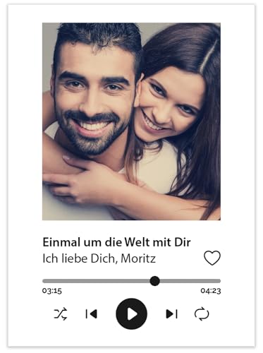 Personalisiertes Poster Musik Song Cover, Fotogeschenk mit eigenem Bild und Text im Spotify Cover Design als Poster oder Leinwandbild (Musikcover) von Deqosy